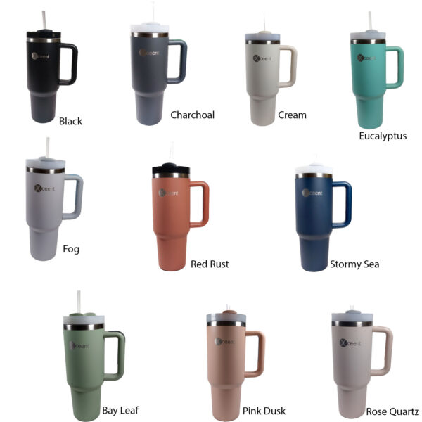 Xceent Quencher Stainless steel Vacuum insulated 40 oz tumbler with handle, Straw Lid for Coffee, Water, Tea and many more