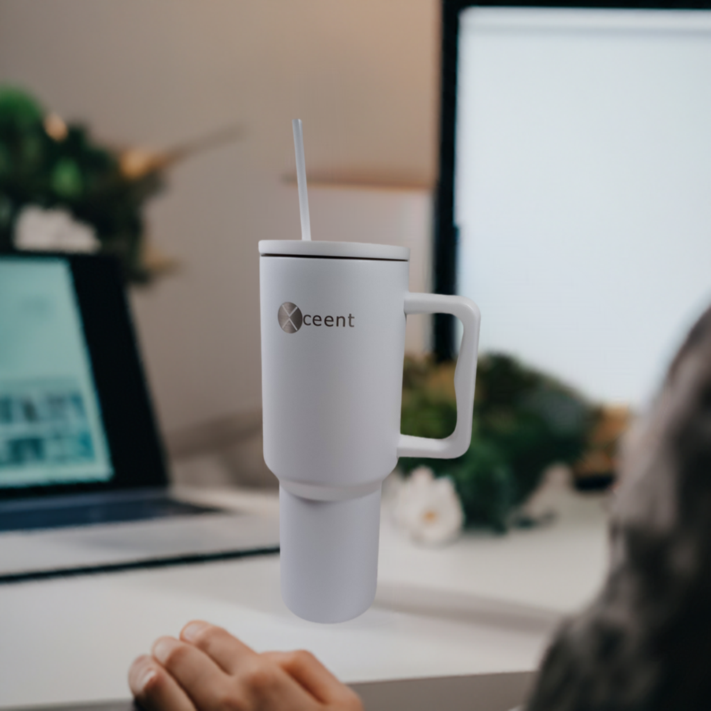 Xceent 40oz Travel Trek Tumbler With Handle And Straw lid, Insulated and Reusable Stainless Steel Water Bottle, Mug - Image 3